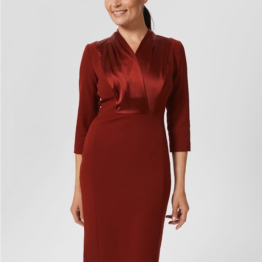Hobbs Alisa Dress in Deep Vermillion, Size 14